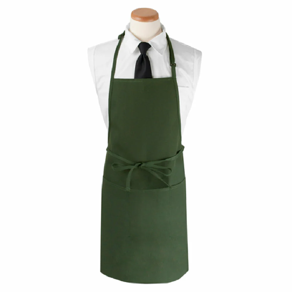 John Ritzenthaler Company CL3PBIAELHG 26 Inch Bib Apron Green with 3 Pockets