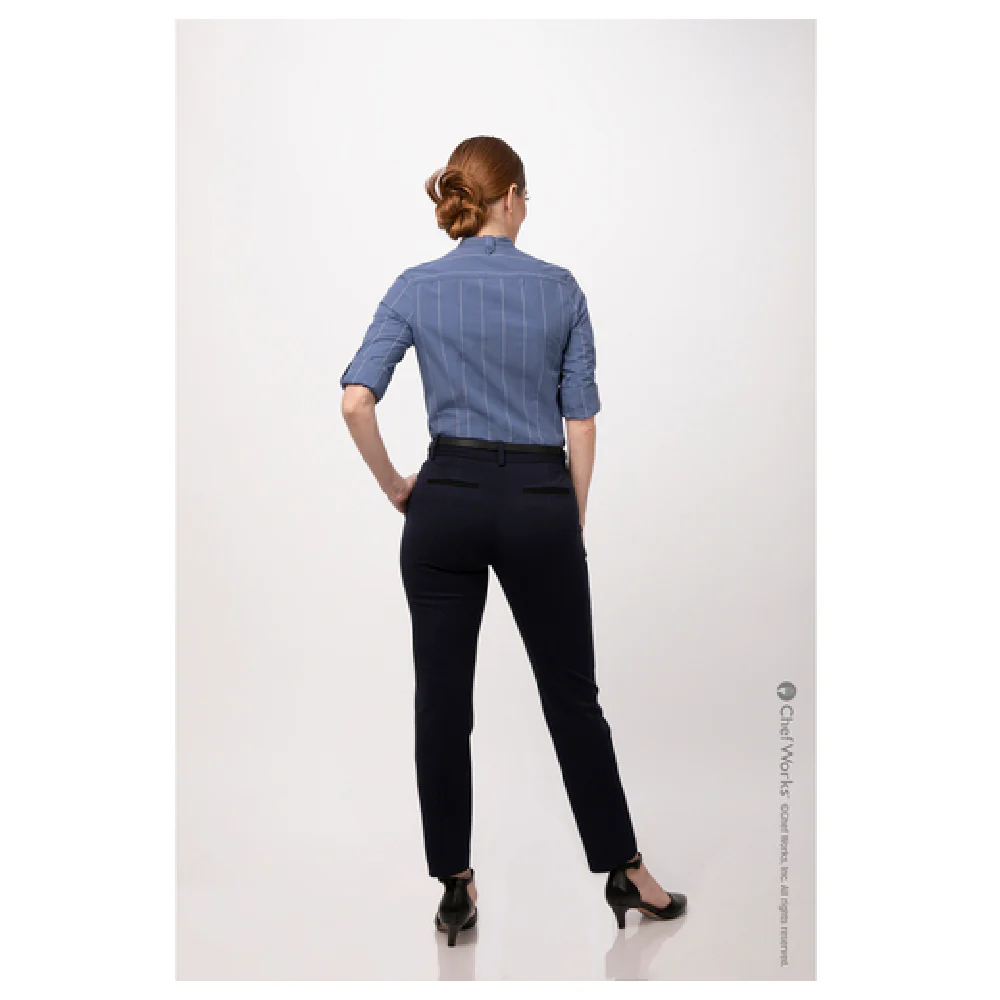 Chef Works SFB03W-BLU-M Women's Voce Dress Shirt Long Sleeve Blue Poly Cotton Chef Works SFB03W-BLU-M Women's Voce Dress Shirt Long Sleeve Blue Poly Cotton