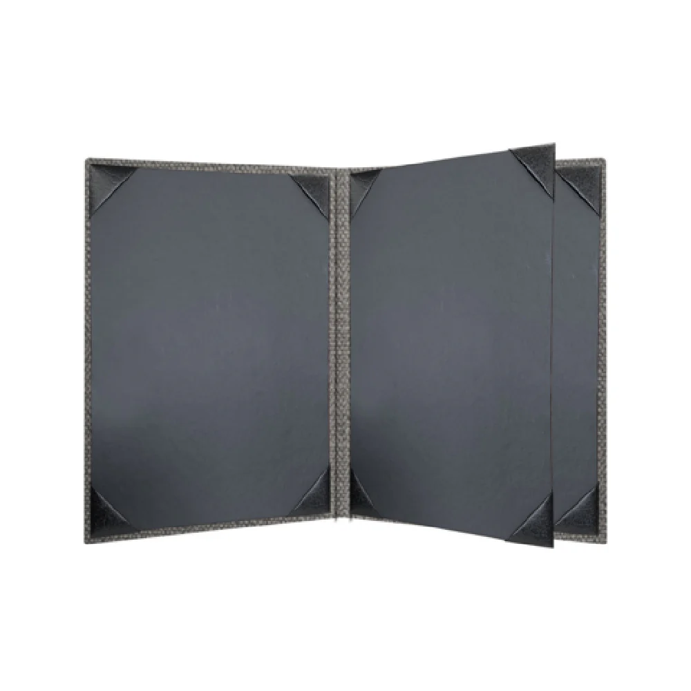 Risch MILAN-4V 8.5X11 Inch Booklet Style Menu Cover Simulated Woven Vinyl Black Risch MILAN-4V 8.5X11 Inch Booklet Style Menu Cover Simulated Woven Vinyl Black