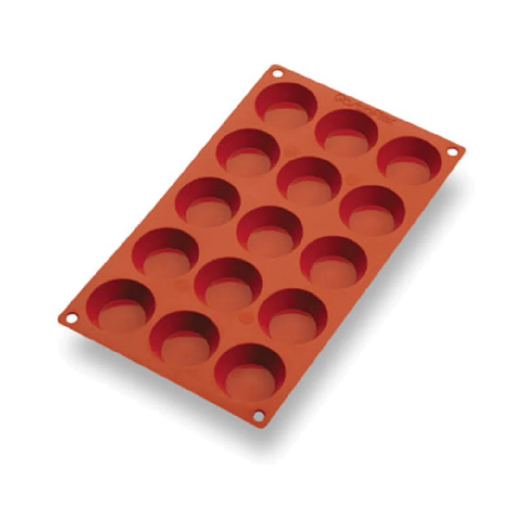 Matfer 257925 11-3/16 Inch Gastroflex Mini Tart Mold Red Silicone 15 Tarts