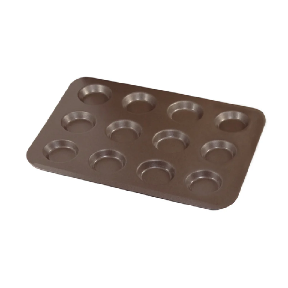 Louis Tellier 228310 12.59 Inch Tartlet Pan Non-Stick Brown 12 Cup Capacity