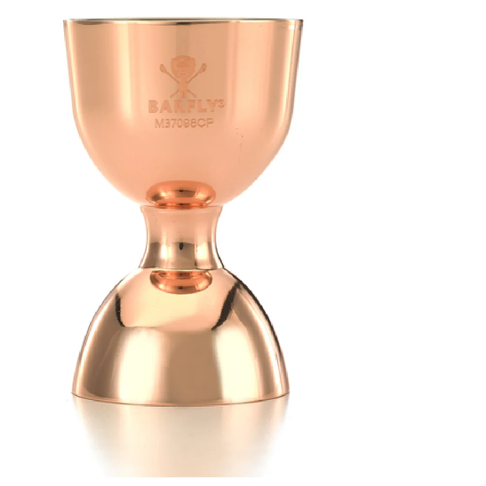 Mercer Culinary M37098CP 25 & 50 Ml Barfly Straight Rim Jigger Heavy Duty Stainless Steel Copper Plated Mercer Culinary M37098CP 25 & 50 Ml Barfly Straight Rim Jigger Heavy Duty Stainless Steel Copper Plated