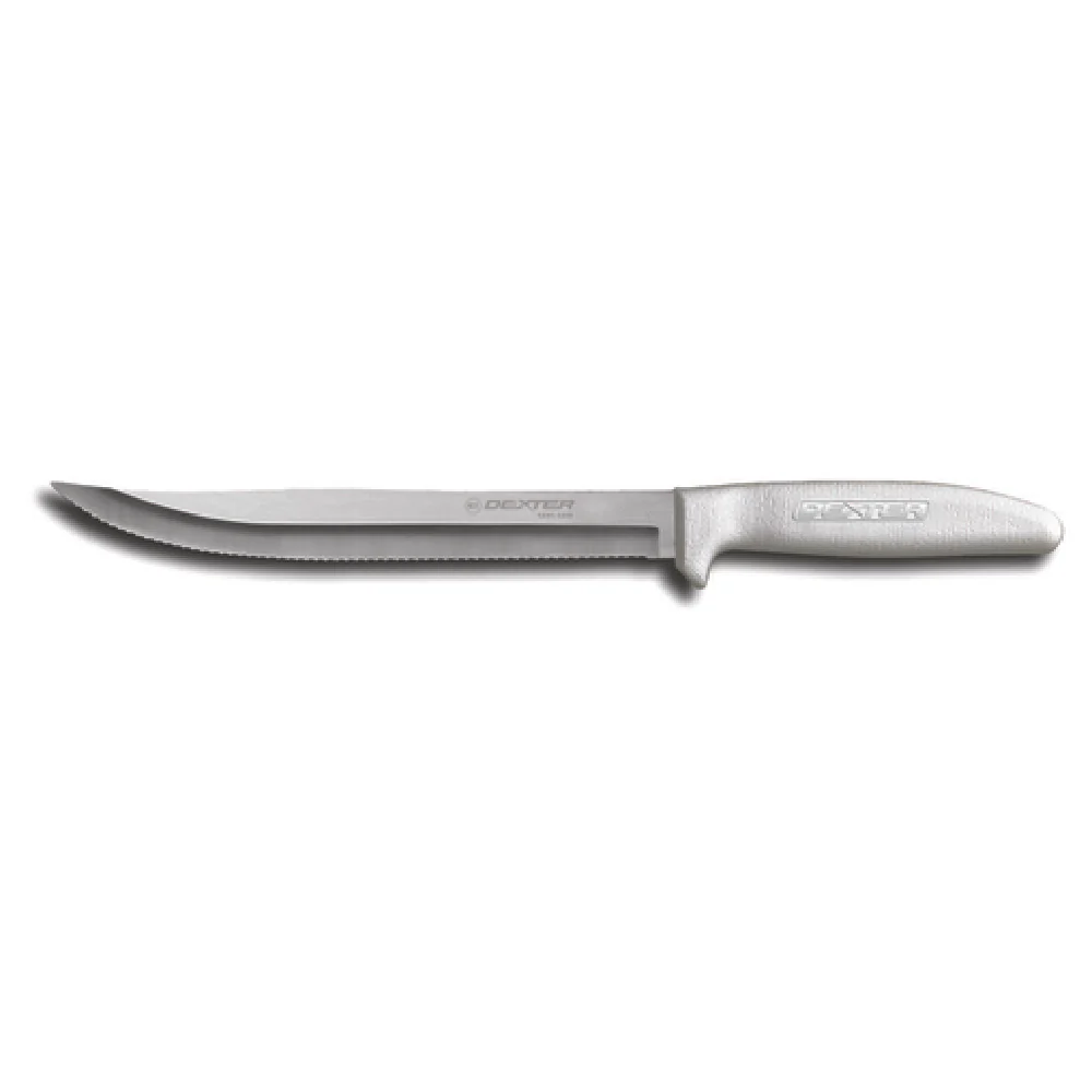 Dexter Russell S142-8SC-PCP 8 Inch Scalloped Edge High-Carbon Knife with Polypropylene White Handle