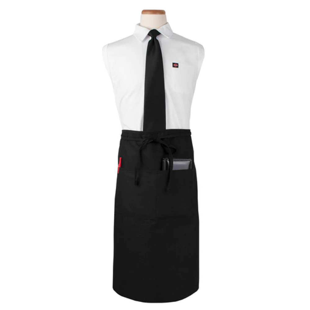 John Ritzenthaler Company CL2PWABK 33 Inch Black Waist Apron with 2 Pockets