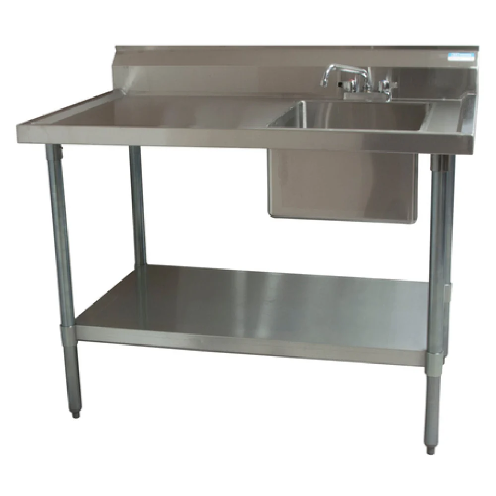 BK Resources BKMPT-3048S-R-P-G 48 Inch Work Table with Prep Sink Right 16 x 20 Sink Bowl