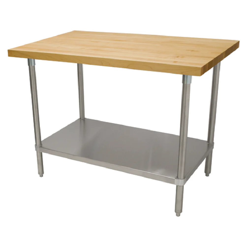 Advance Tabco H2S-367 84 Inch Maple Top Work Table with Stainless Steel Base