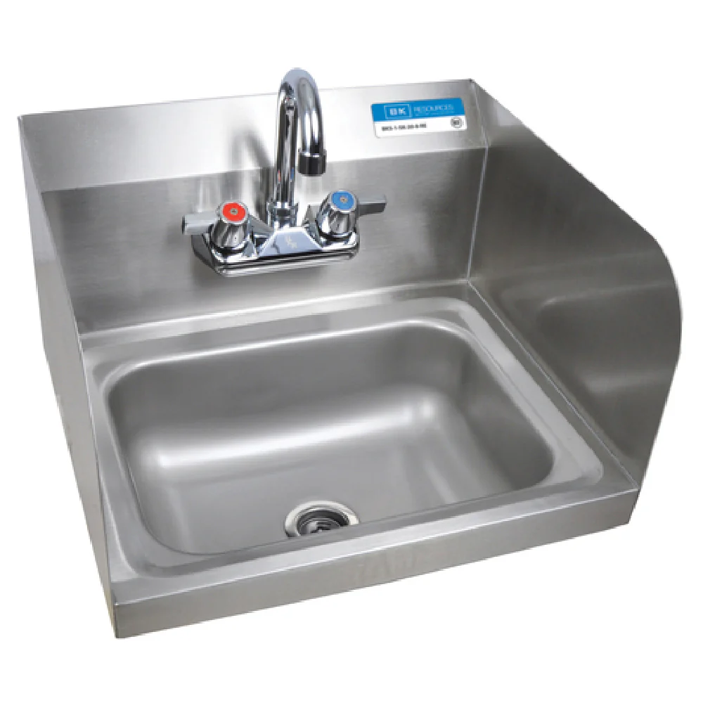 BK Resources CP-2W-1410-SS-PG 14 Inch Wall Mount Hand Sink with Faucet Stainless Steel