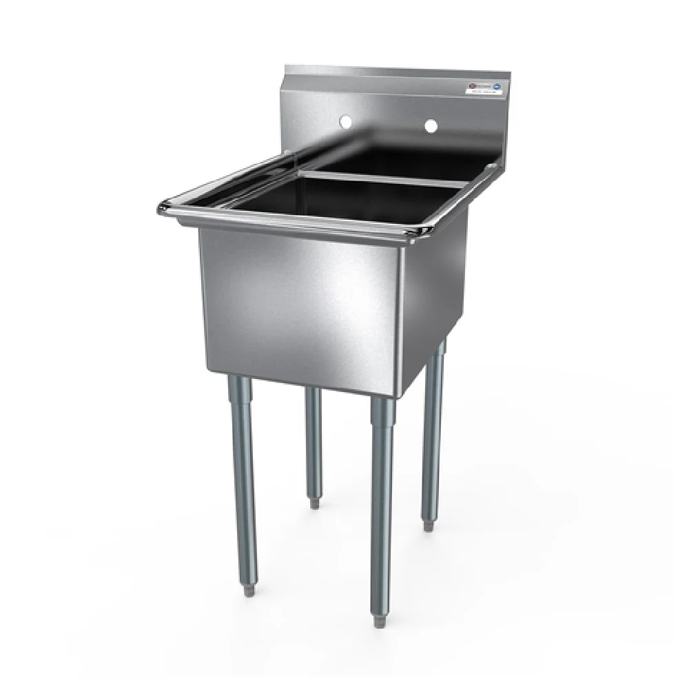 NBR Equipment 1SG-182414 23 Inch Economy Sink One Compartment Stainless Steel with Backsplash