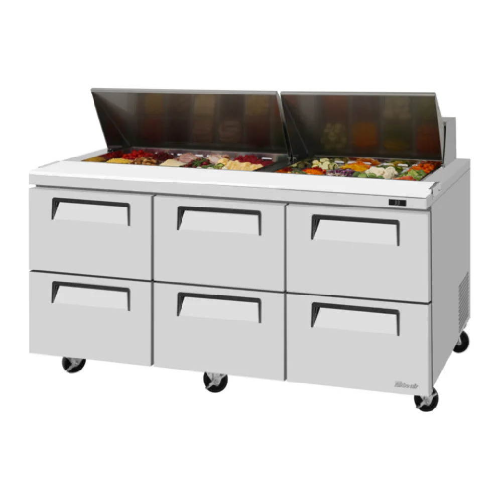 Turbo Air TST-72SD-D6-N 72 Inch Super Deluxe Sandwich Salad Unit 23 Cu Ft