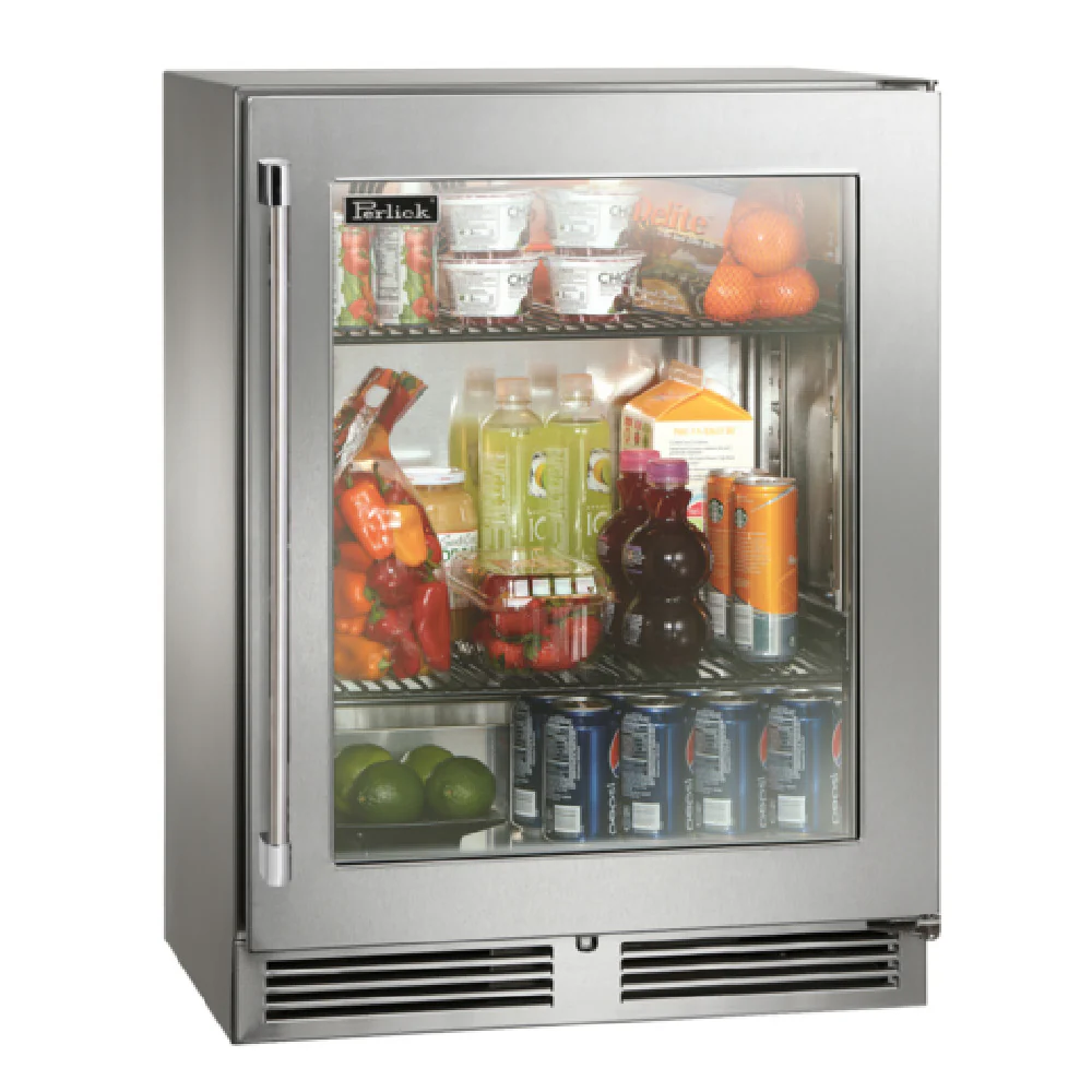 Perlick HB24RS4T-00-TLFLR_RIGHT 23-7/8 Inch ADA Series Refrigerator Undercounter Glass Door Stainless Steel with Lock Perlick HB24RS4T-00-TLFLR_RIGHT 23-7/8 Inch ADA Series Refrigerator Undercounter Glass Door Stainless Steel with Lock