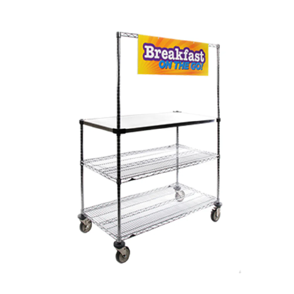 Metro GG2448 48 Inch Solid 304 Stainless Steel Breakfast Cart with Chrome Shelves