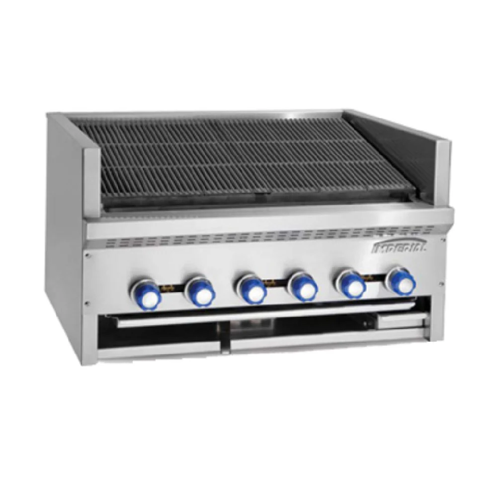 Imperial IAB-30_NAT 30 Inch Gas Charbroiler Stainless Steel with 5 Burners 100000 BTU