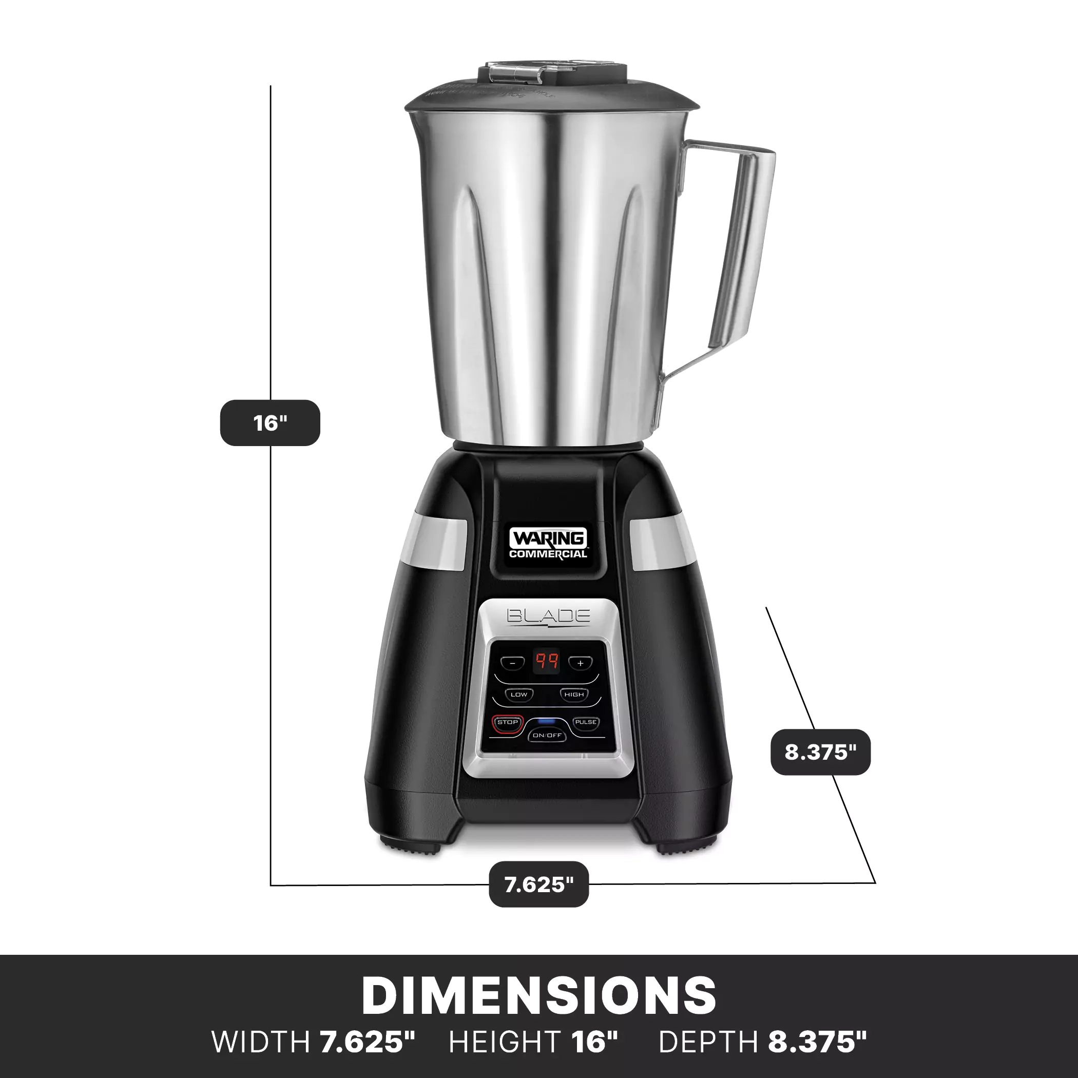 Waring BB340SK 10 Liter Bar Blender with Stainless Steel Container Waring BB340SK 10 Liter Bar Blender with Stainless Steel Container