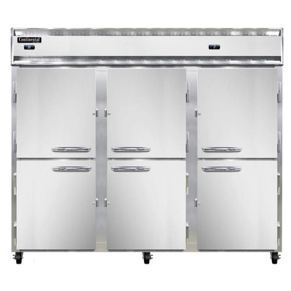 Continental Refrigerator 3RRFENHD 85 Inch Extra Wide Reach In Refrigerator Freezer Three Section Heavy Duty Stainless Steel and Aluminum