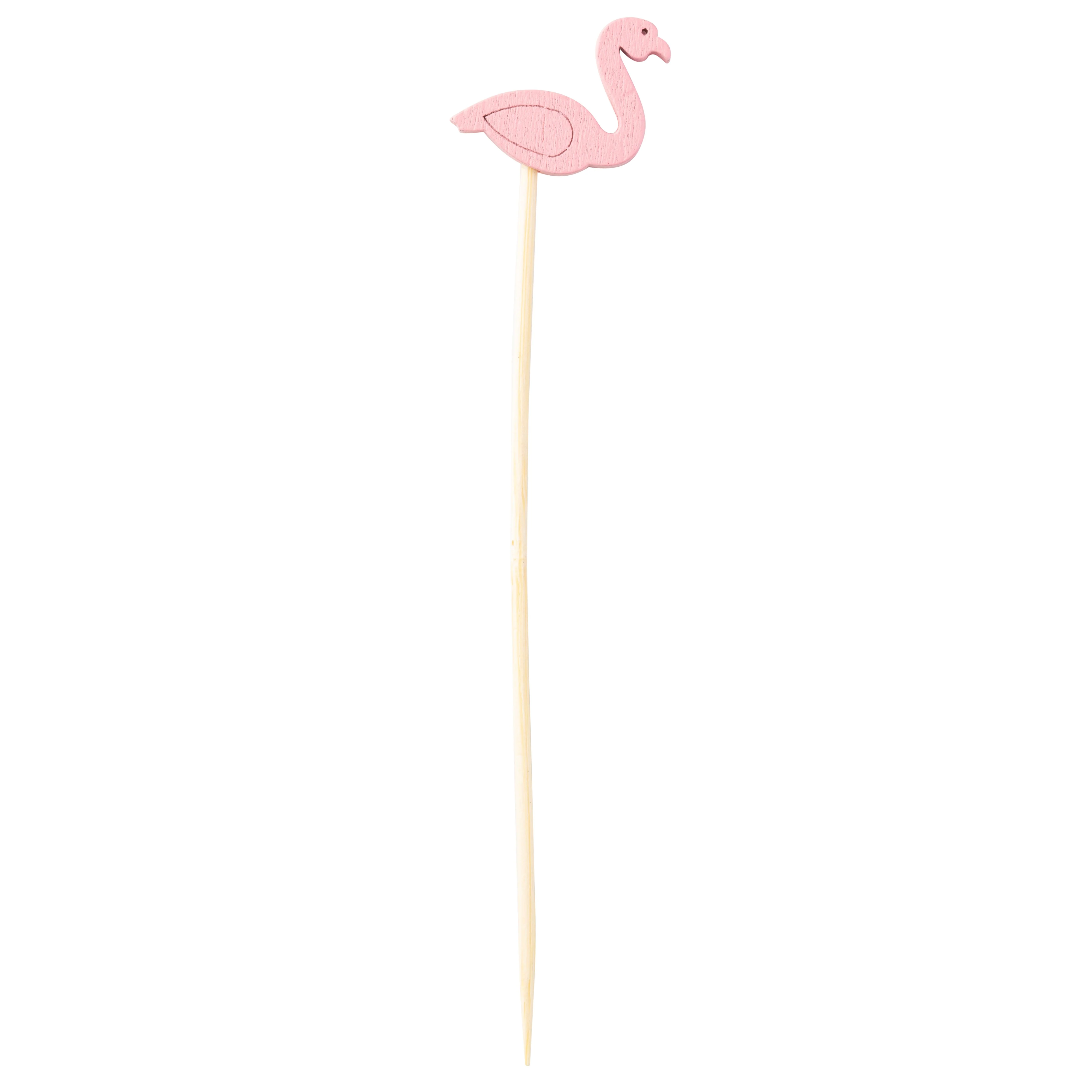 Tablecraft 11202 5/8 Inch Wood Picks Flamingo Combo Bamboo and Pinewood Pack of 100
