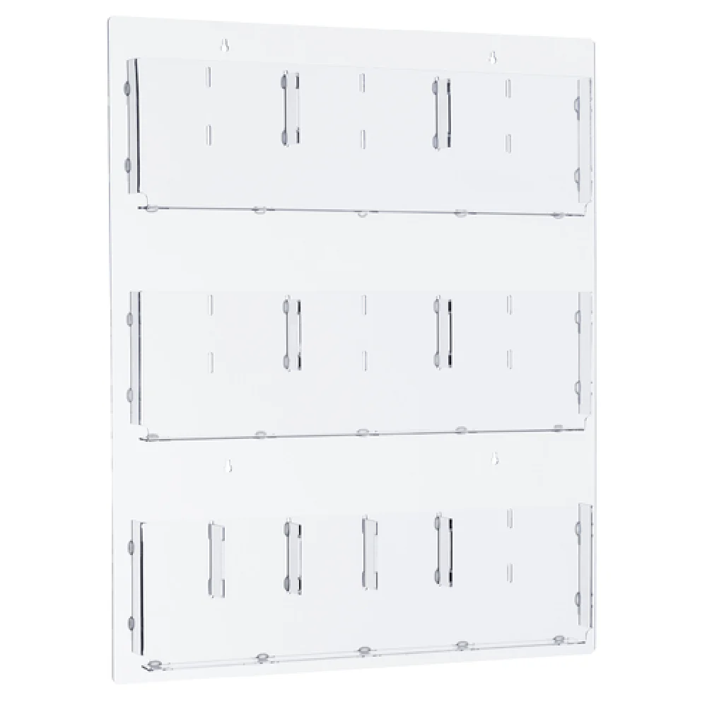 Alpine Industries ADI640-2935-CLR 29 Inch Wall-Mounted Magazine Rack with Adjustable Pockets Clear Acrylic