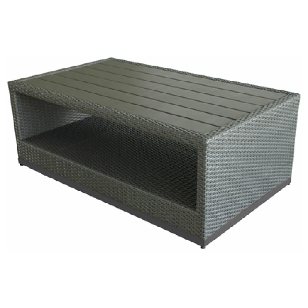 Plantation Prestige Commercial Furniture 8772746-0155 46 Inch Durango Coffee Table with Light Gray Faux Wood Top and Dark Gray Wicker Plantation Prestige Commercial Furniture 8772746-0155 46 Inch Durango Coffee Table with Light Gray Faux Wood Top and Dark Gray Wicker