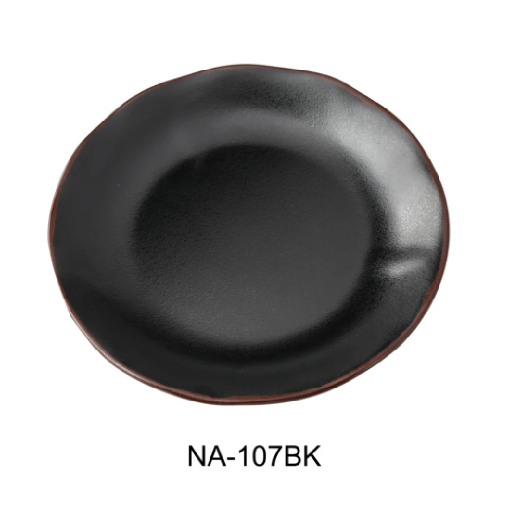 Yanco NA-107BK 7-1/2 Inch Round Melamine Bread and Butter Plate Black with Brown Accent Yanco NA-107BK 7-1/2 Inch Round Melamine Bread and Butter Plate Black with Brown Accent