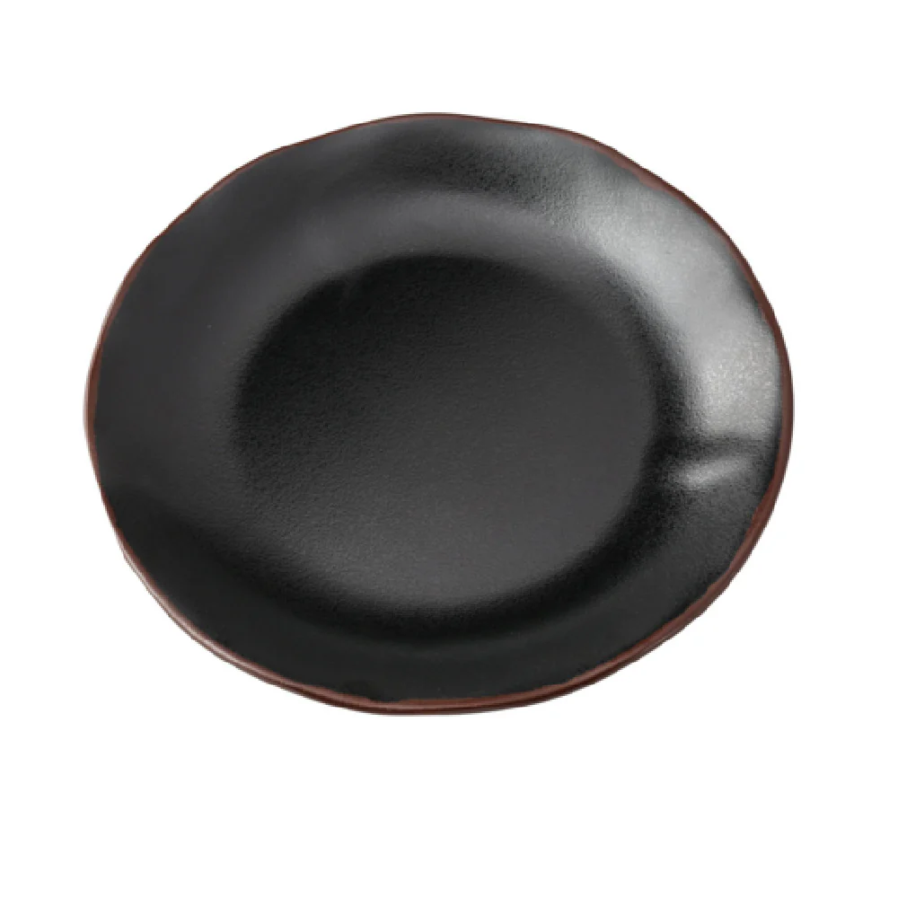 Yanco NA-107BK 7-1/2 Inch Round Melamine Bread and Butter Plate Black with Brown Accent Yanco NA-107BK 7-1/2 Inch Round Melamine Bread and Butter Plate Black with Brown Accent
