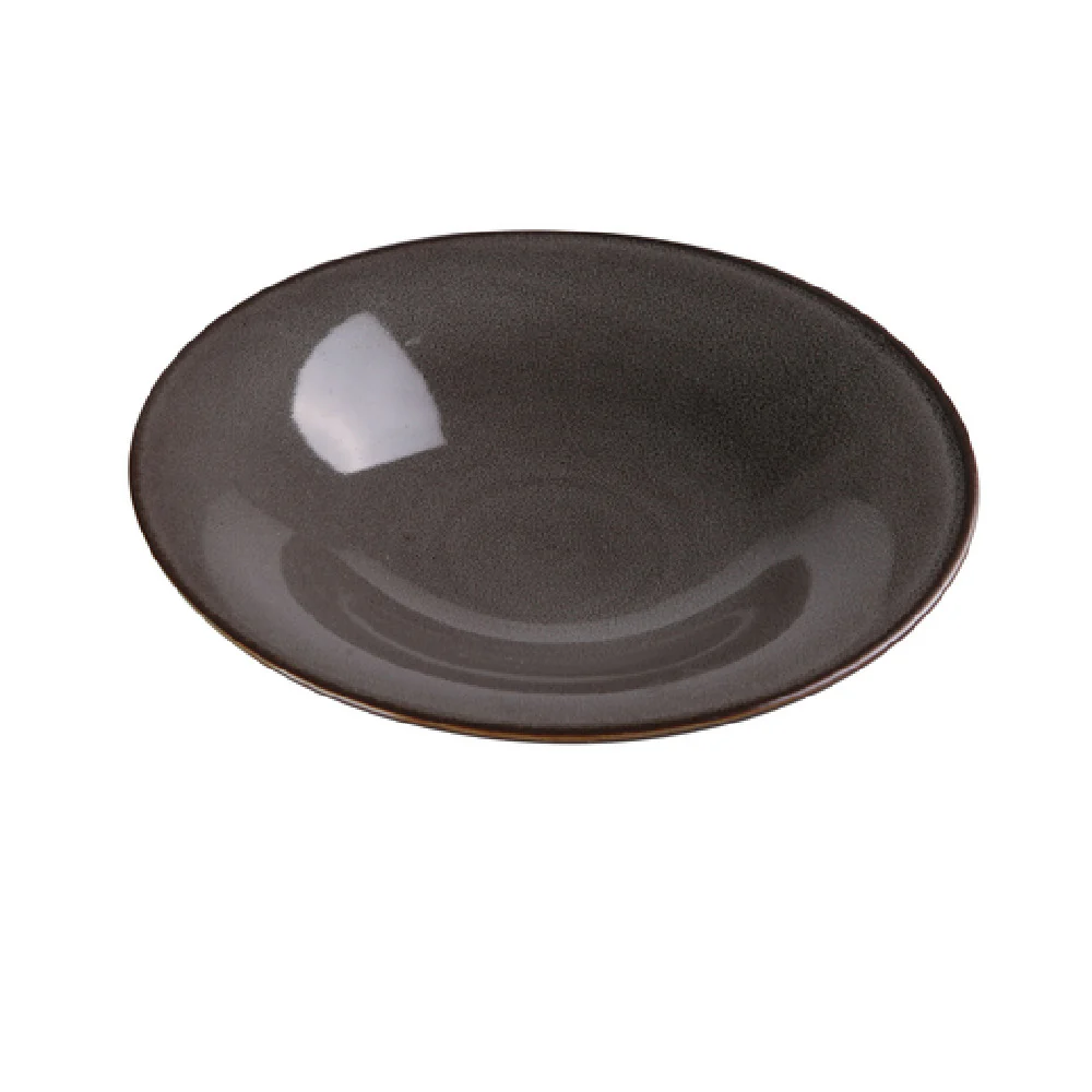 Yanco PK-411 11-1/2 Inch Diameter Salad Soup Plate Porcelain Grey with Rolled Edge
