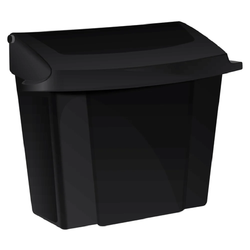 Alpine Industries ALP451-BLA 9 Inch Sanitary Napkin Receptacle Black ABS with Lid