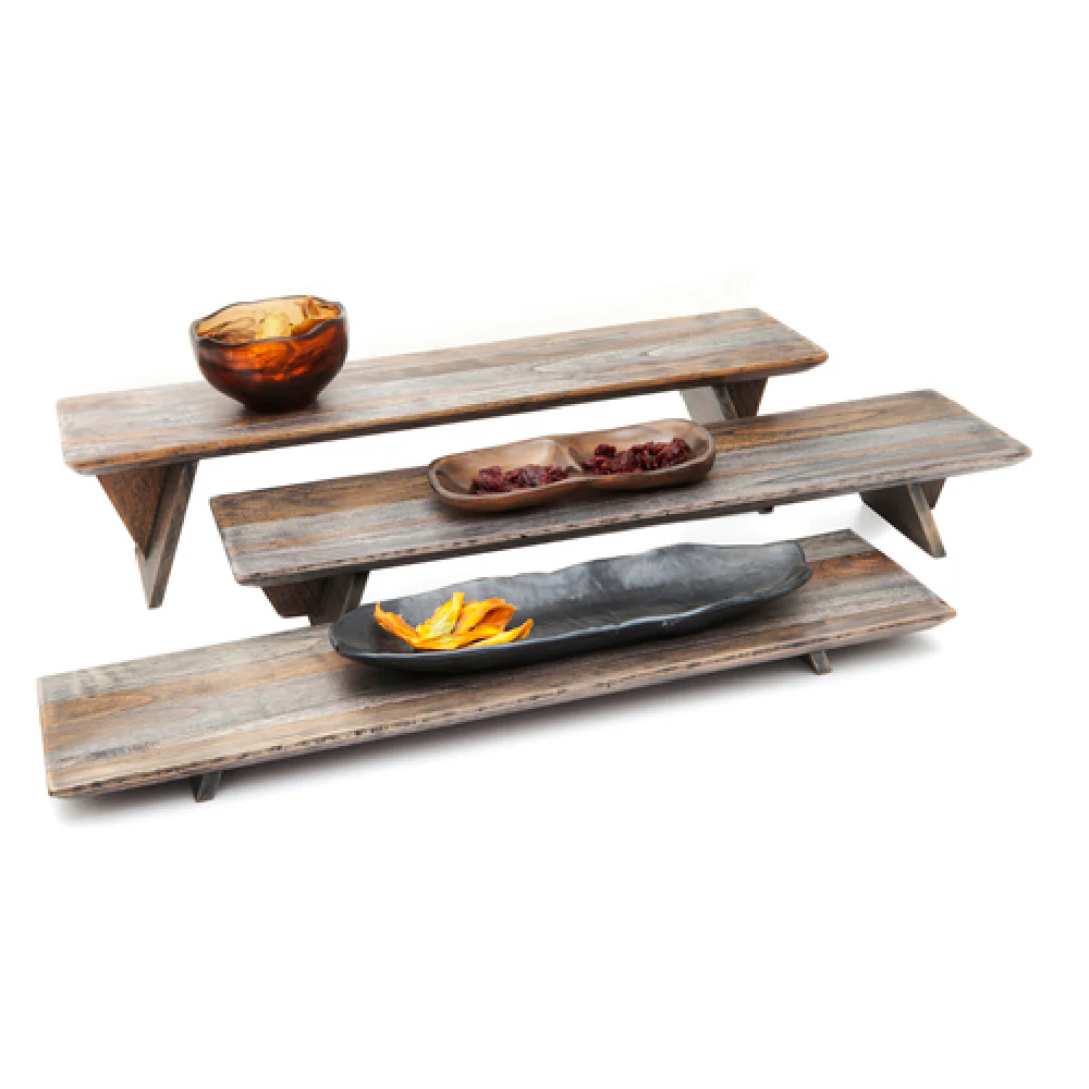 Steelite DWRISERS3WDAG 23 Inch Wood Riser Set Ash Grey Display Riser Steelite DWRISERS3WDAG 23 Inch Wood Riser Set Ash Grey Display Riser