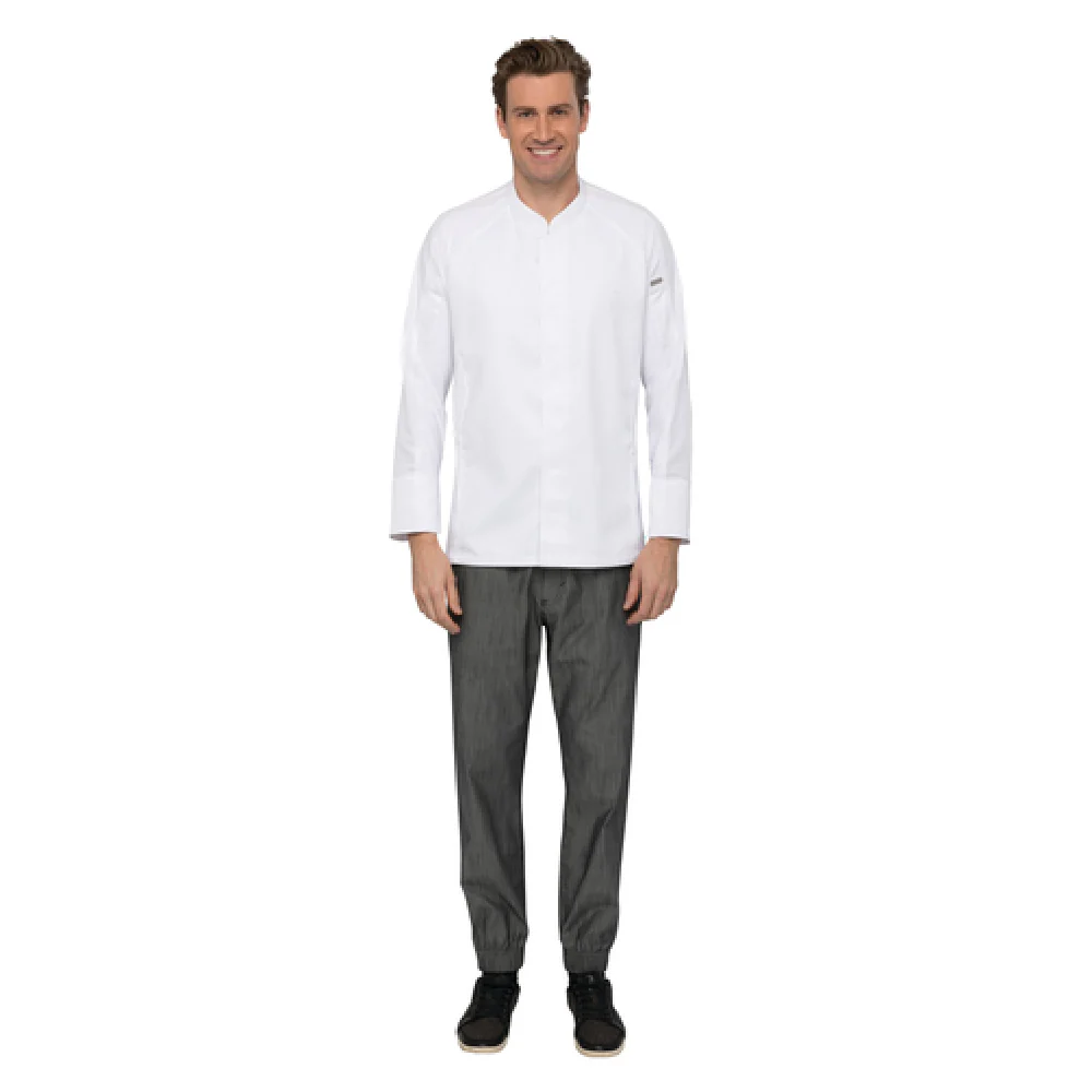 Chef Works CES04-WHT-S Small Chef Coat with Long Sleeves and Piping Detail White