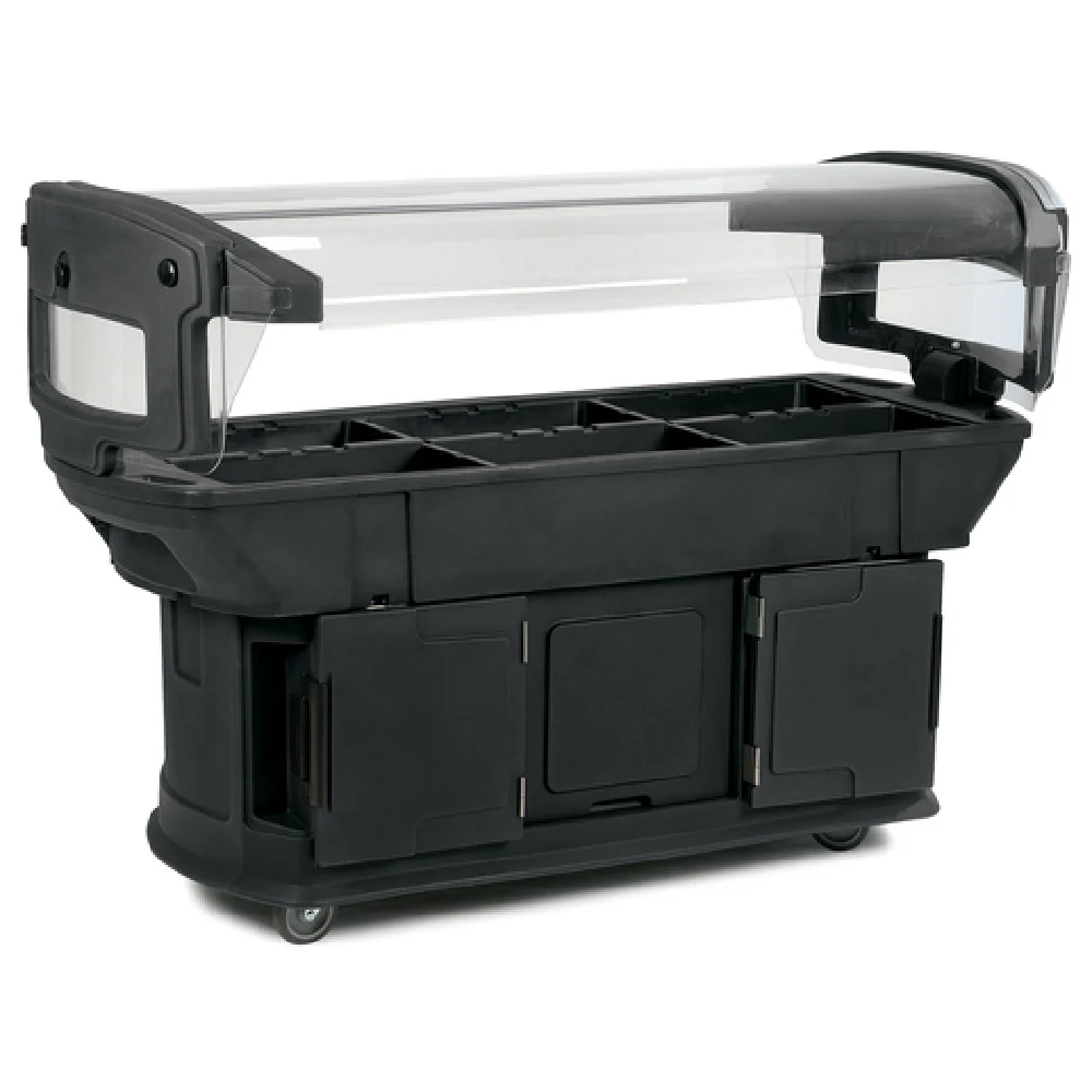 Carlisle 771103 93 Inch Cold Food Serving Counter Mobile with Casters Black Poly Carlisle 771103 93 Inch Cold Food Serving Counter Mobile with Casters Black Poly