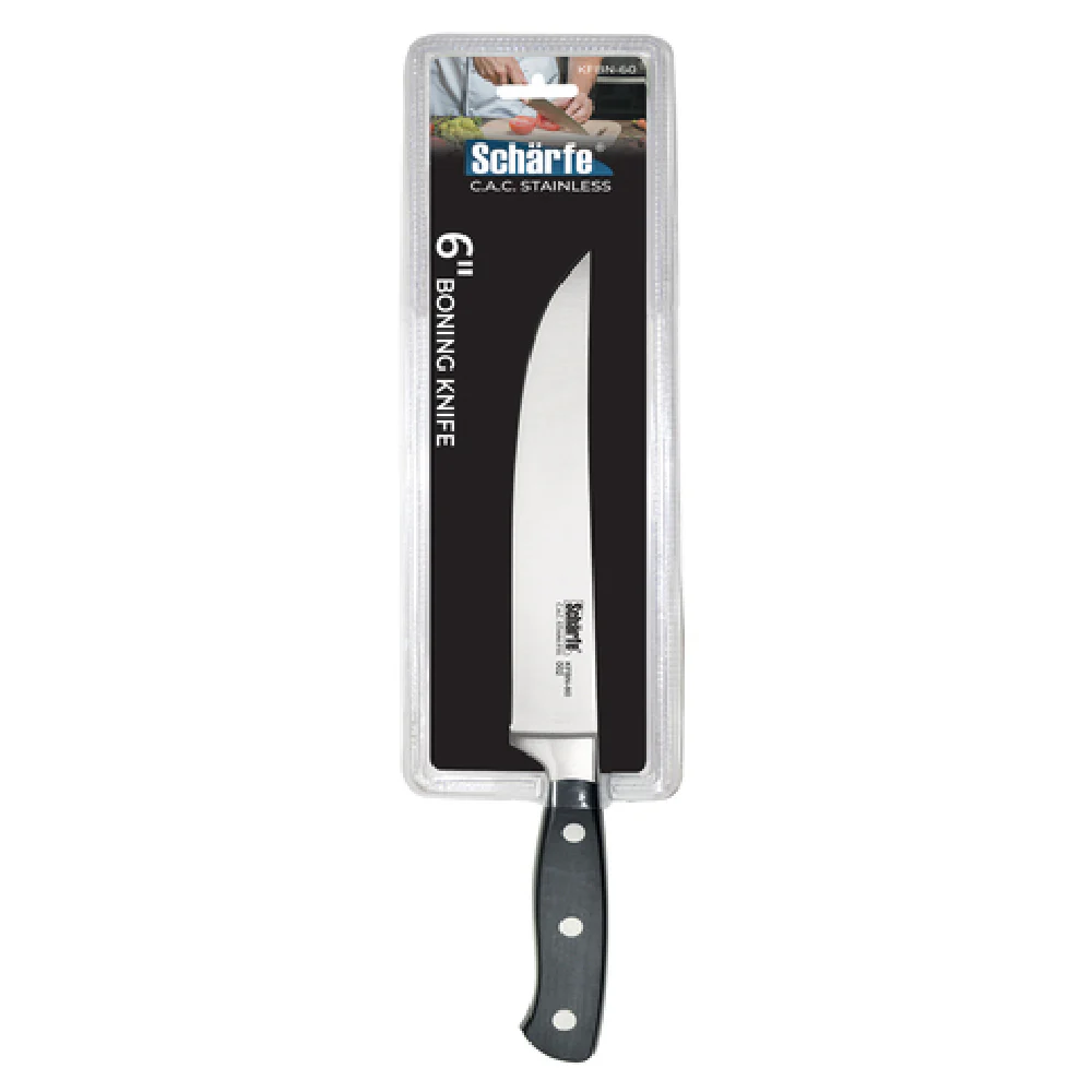 CAC China KFBN-60 6 Inch Forged Boning Knife High-Carbon Steel Black Handle