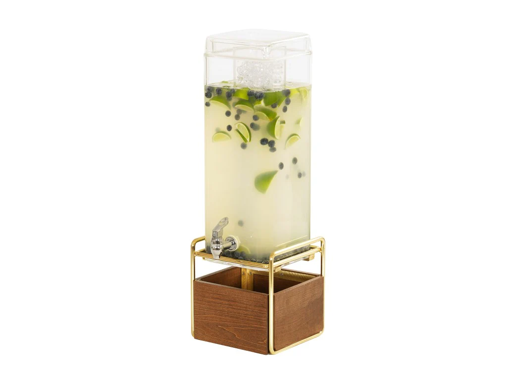 Cal Mil 3703-3-46 8-1/4 Inch Non-Insulated Beverage Dispenser with Ice Chamber Wood Walnut