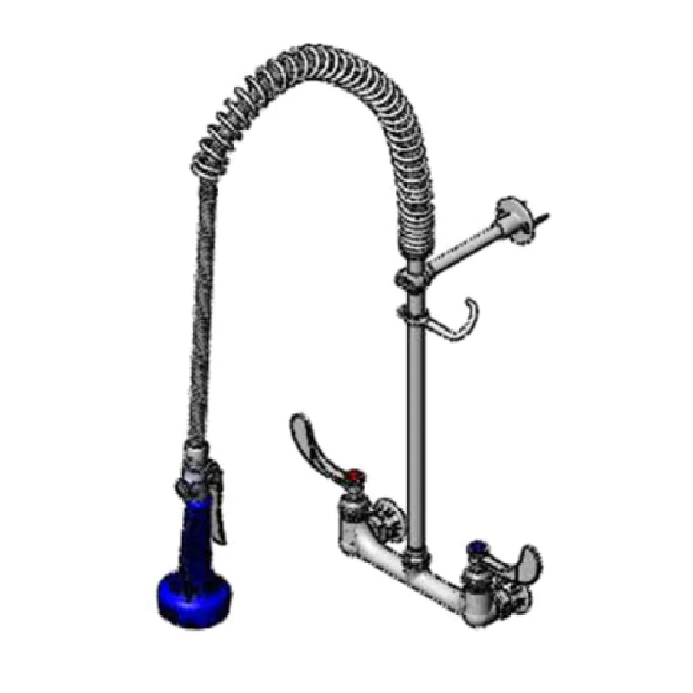 T&S Brass B-0133-CR-B08W4 8-Inch Wall Mount Pre-Rinse Faucet Assembly with 44 Inch Hose