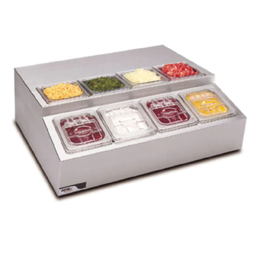 APW Wyott RTR-8_220/50/1 27 Inch Refrigerated Countertop Topping Rail with Self-contained Refrigeration