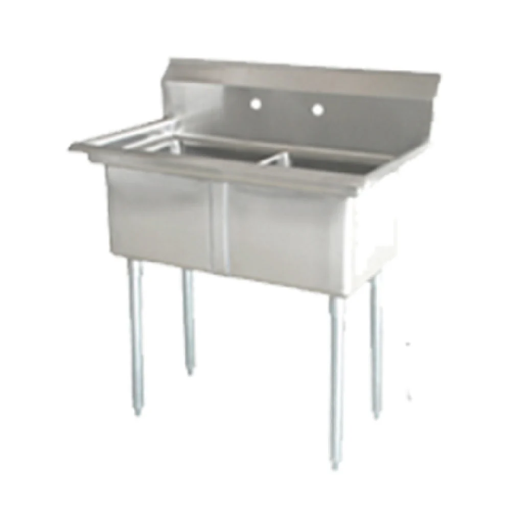 Omcan 25266 41 Inch Pot Sink with 2 Bowls 21 Inch Front To Back 18 Inch Wide Stainless Steel