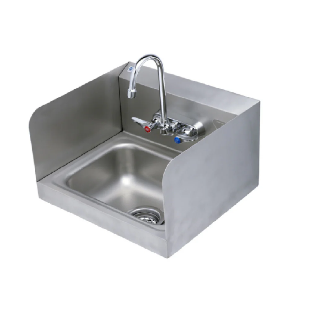 T&S Brass B-1146-02A-CR-4W-S Hand Sink Stainless Steel With Side Splash Shields And 4