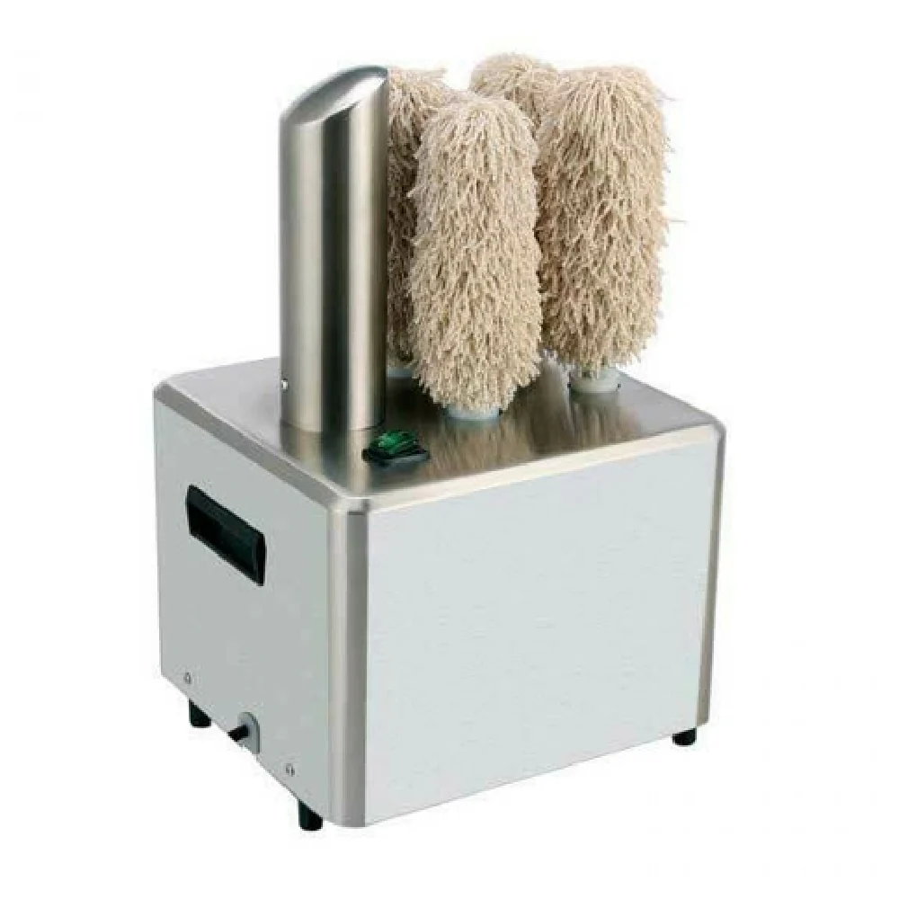 Omcan 44516 13 Inch Glass Polisher Countertop Stainless Steel with Polishing Brushes