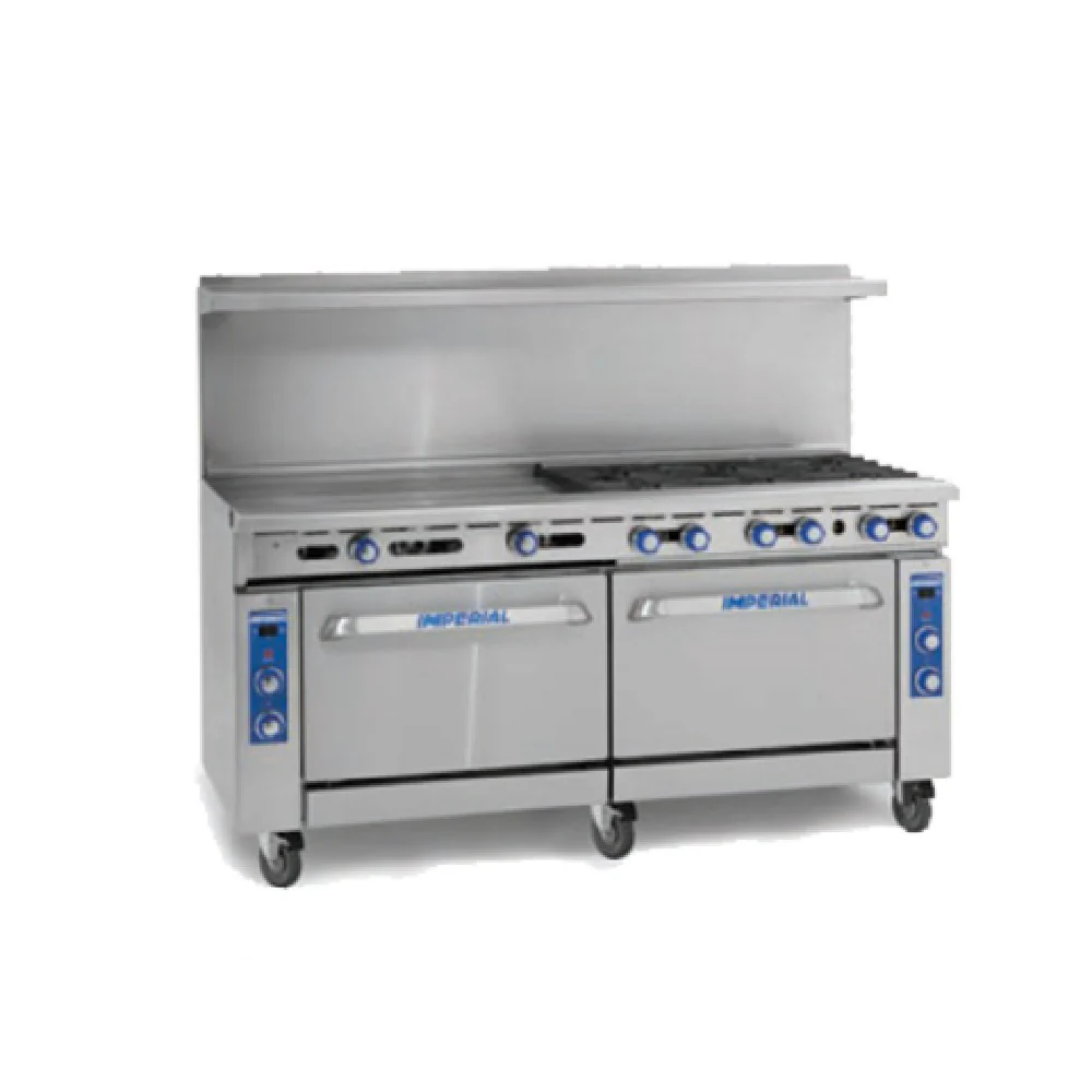 Imperial IR-G72-C-XB_NAT 72 Inch Gas Range with Griddle and Convection Oven 150000 BTU Imperial IR-G72-C-XB_NAT 72 Inch Gas Range with Griddle and Convection Oven 150000 BTU
