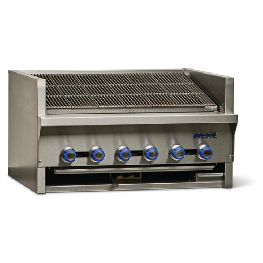 Imperial IAB-36_NAT 36 Inch Gas Steakhouse Charbroiler with 6 Burners 120000 BTU
