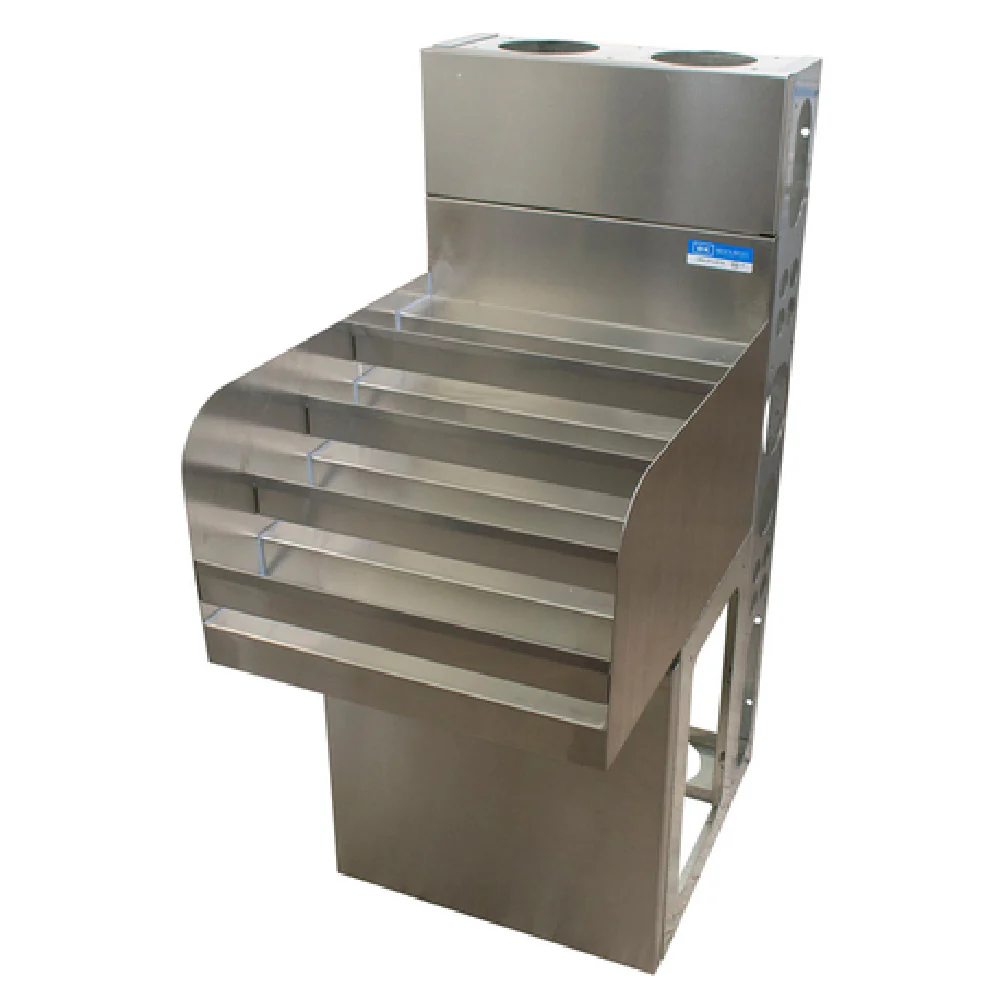 BK Resources UBDW-21-LD18 18 Inch Underbar Liquor Bottle Display Stainless Steel 4 Steps with Guard Rail BK Resources UBDW-21-LD18 18 Inch Underbar Liquor Bottle Display Stainless Steel 4 Steps with Guard Rail