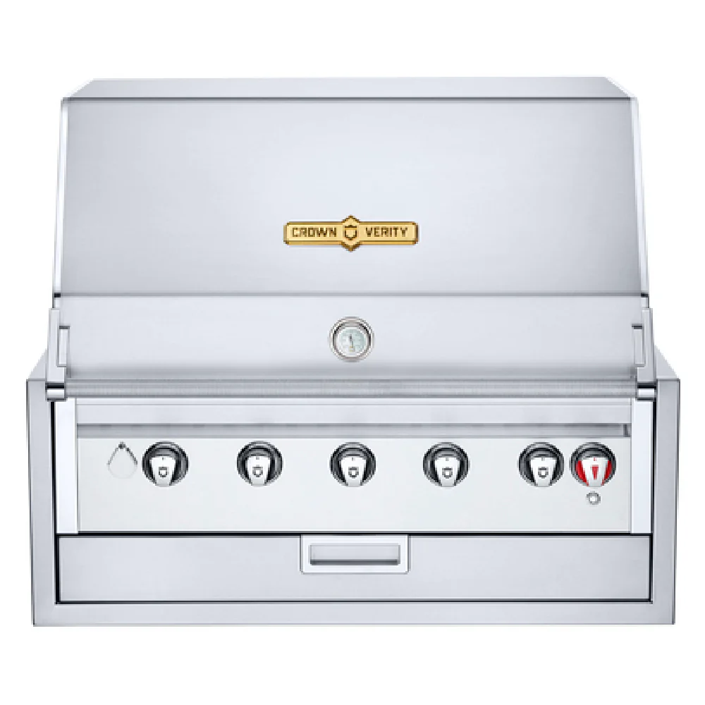Crown Verity IBI36LP 41 Inch Built-In Charbroiler Gas 5 Burners 74500 BTU with Bun Rack and Cover