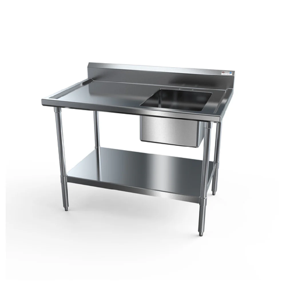 NBR Equipment PTS-1620R4 48 Inch Premium Work Table with Prep Sink Stainless Steel