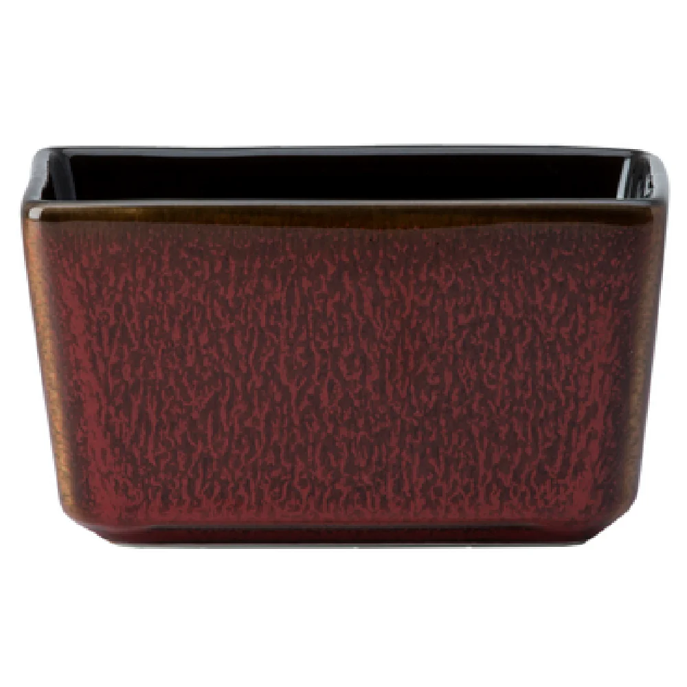 1880 Hospitality L6753074980 3-3/4 Inch Rectangular Sugar Packet Holder Porcelain Crimson Two-tone Glaze