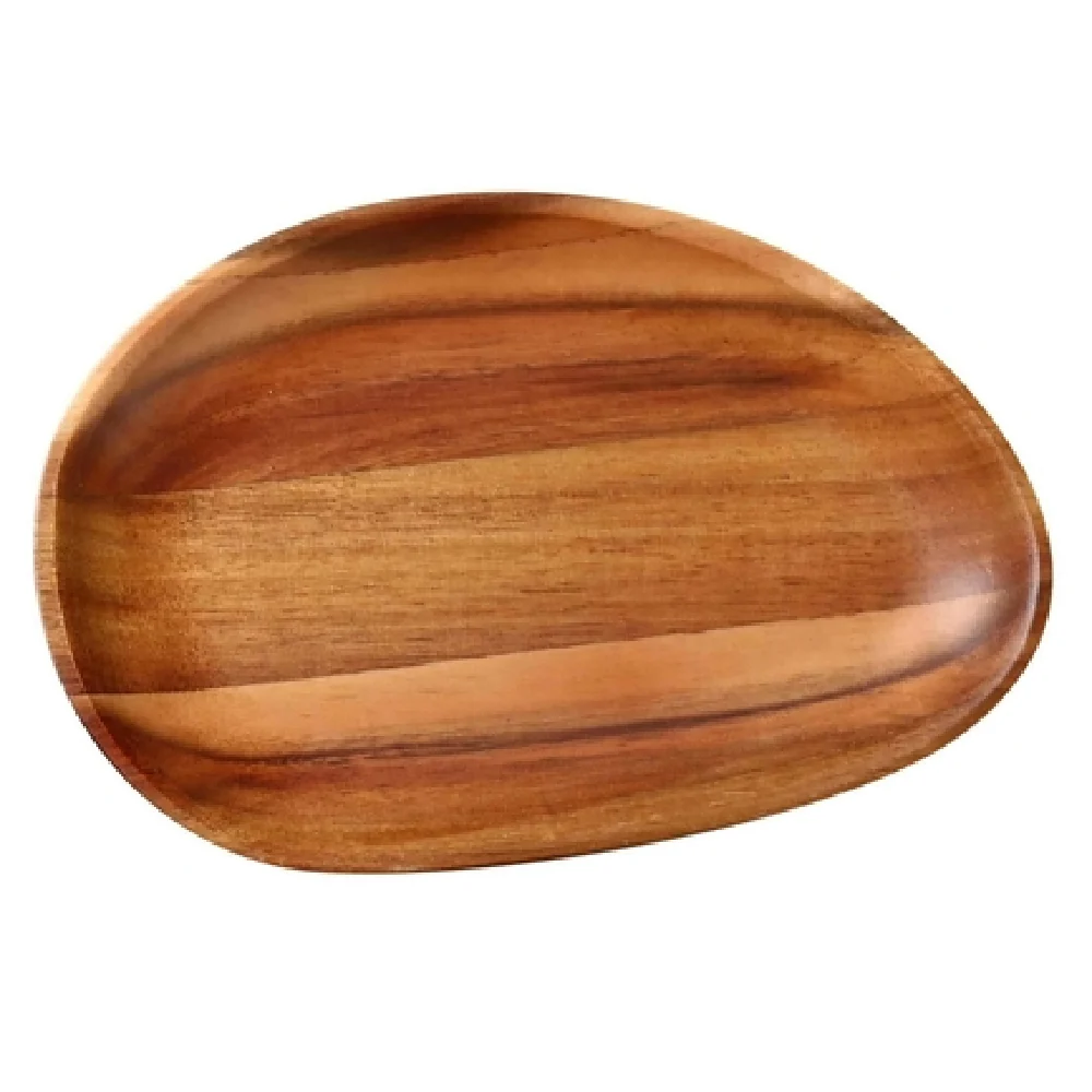 Yanco WS-408 8-1/4 Inch Tray Oval Wood Acacia Finish Sold by Case
