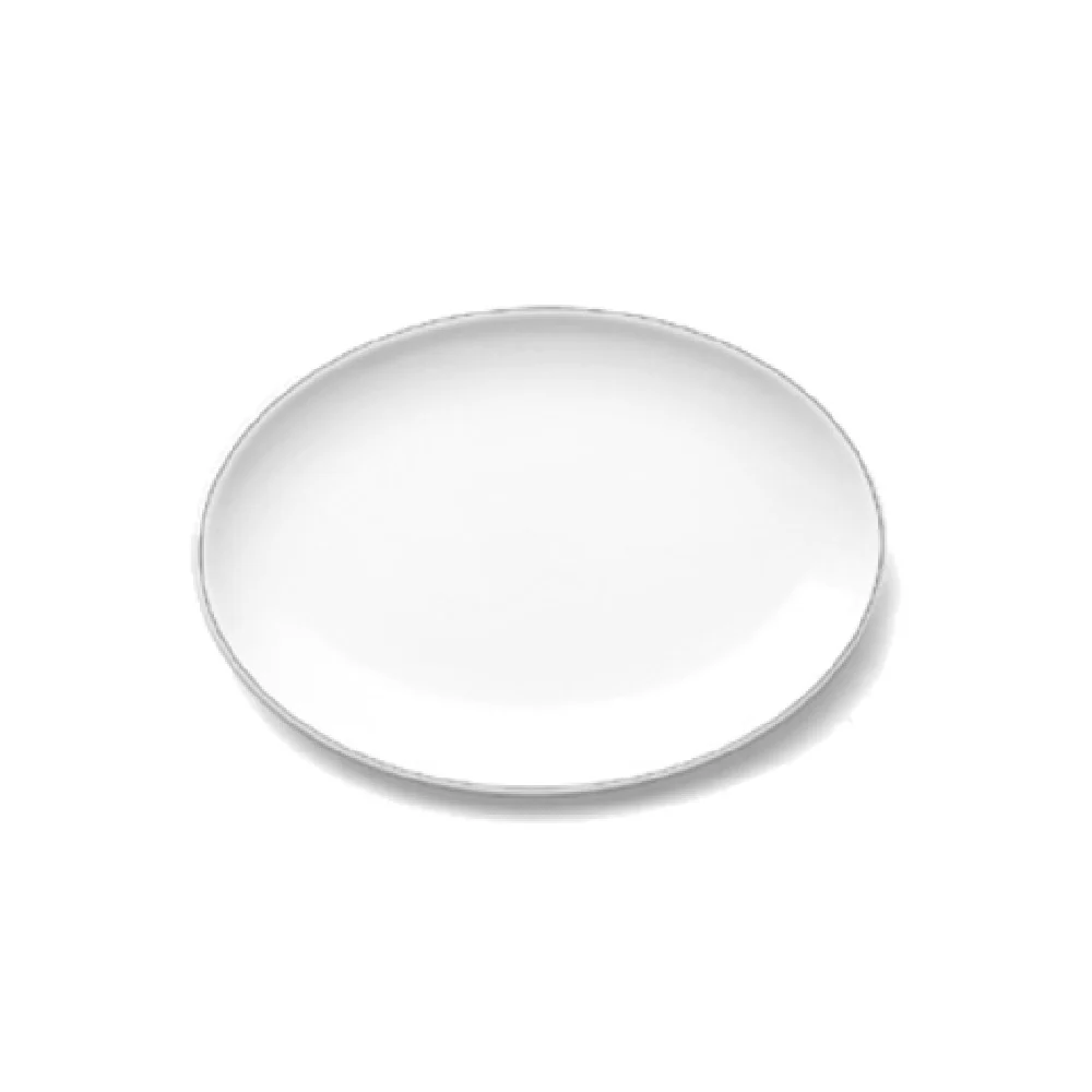 GET Enterprises D2213L-W 13 Inch Oval Coupe Plate Melamine White and Black Trim GET Enterprises D2213L-W 13 Inch Oval Coupe Plate Melamine White and Black Trim