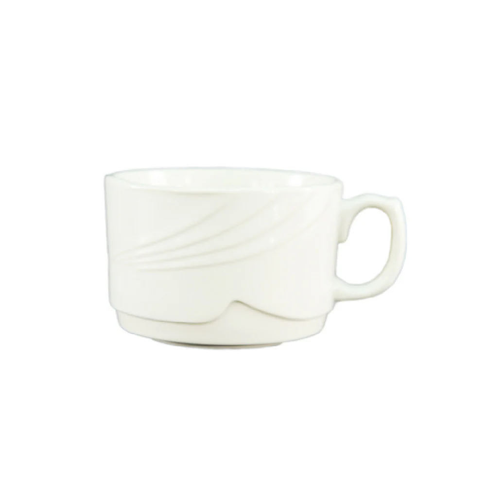 CAC China GAD-35 3-1/2 Oz Demitasse Cup Porcelain Bone White Stackable