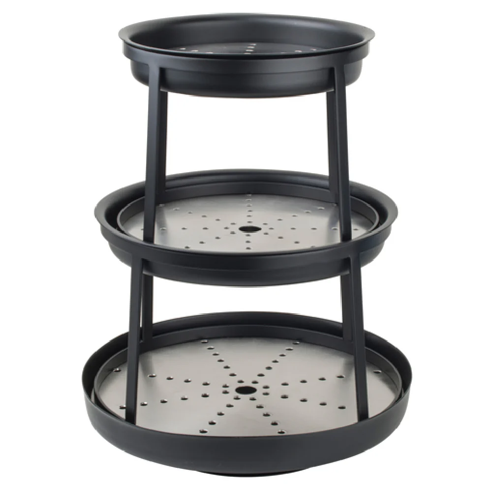 Steelite 5856JX00 12 Inch 3-Tier Seafood Stand Black Metal Display Stand