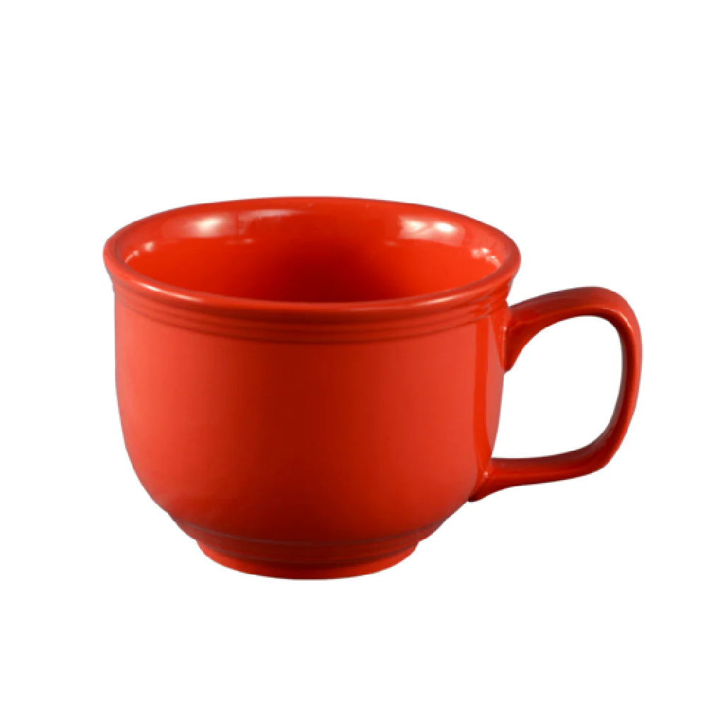 CAC China TG-318-R 18 Oz Jumbo Cup Dishwasher Oven Microwave Safe Embossed Red Porcelain