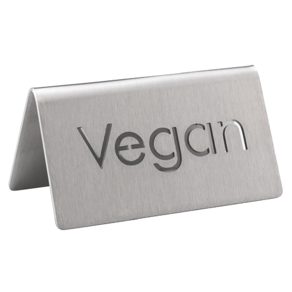 Service Ideas 1C-BF-VEGAN-MOD 3 Inch Beverage ID Tent Vegan Metal with Brushed Finish Service Ideas 1C-BF-VEGAN-MOD 3 Inch Beverage ID Tent Vegan Metal with Brushed Finish
