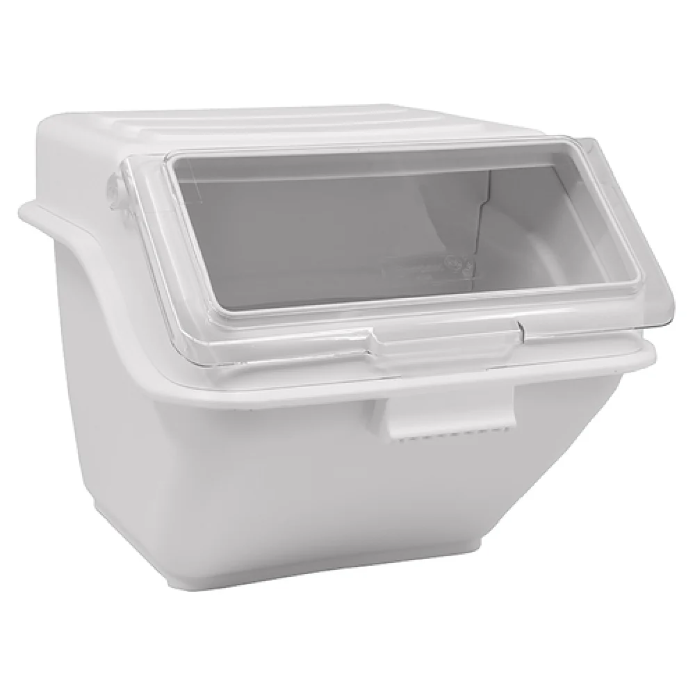 Omcan 80186 19 Inch Ingredient Bin 10.6 Gallon Stackable with Scoop Clear Cover White