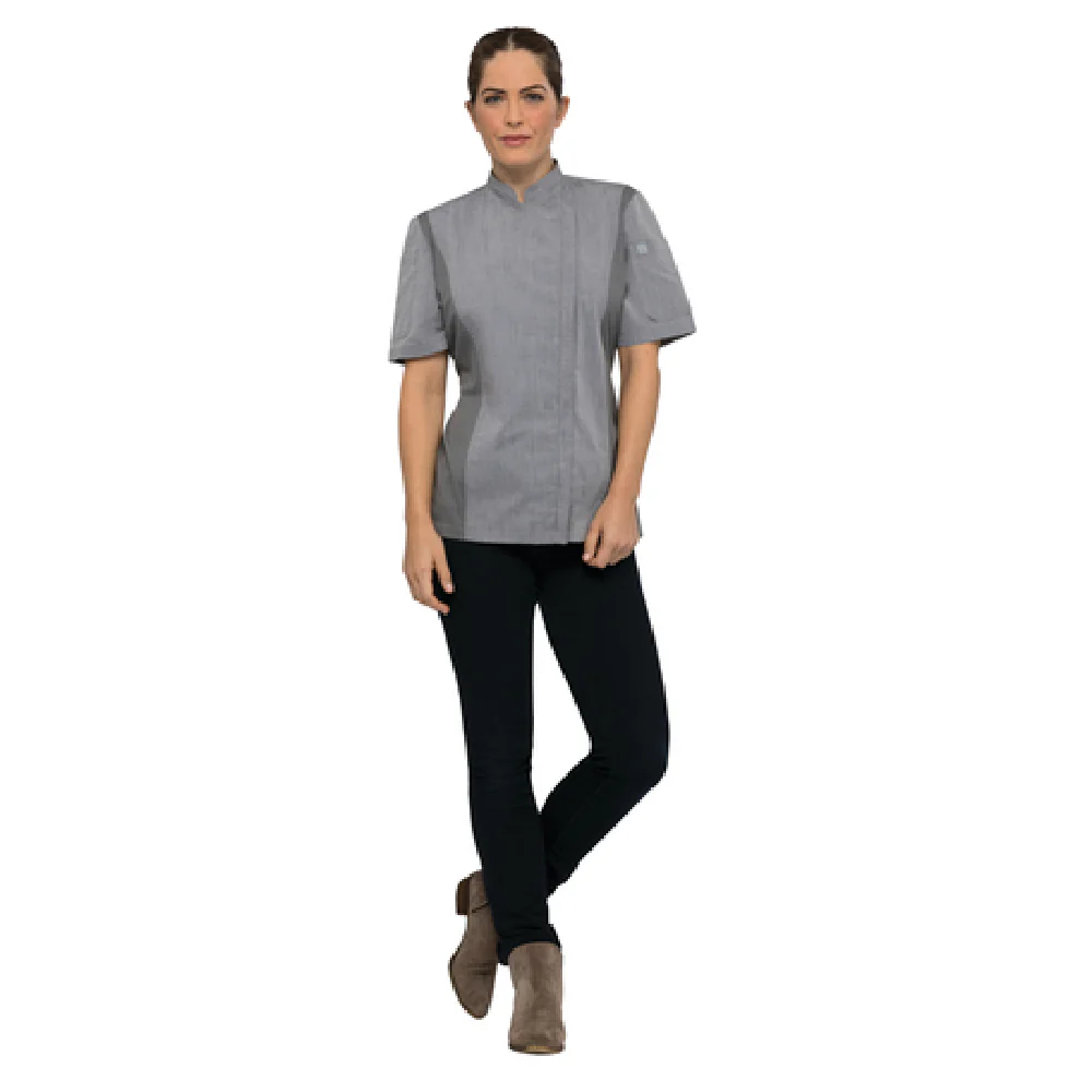 Chef Works BCWSZ006GRYXL Women's Chef Coat XL Short Sleeve Gray with Cool Vent