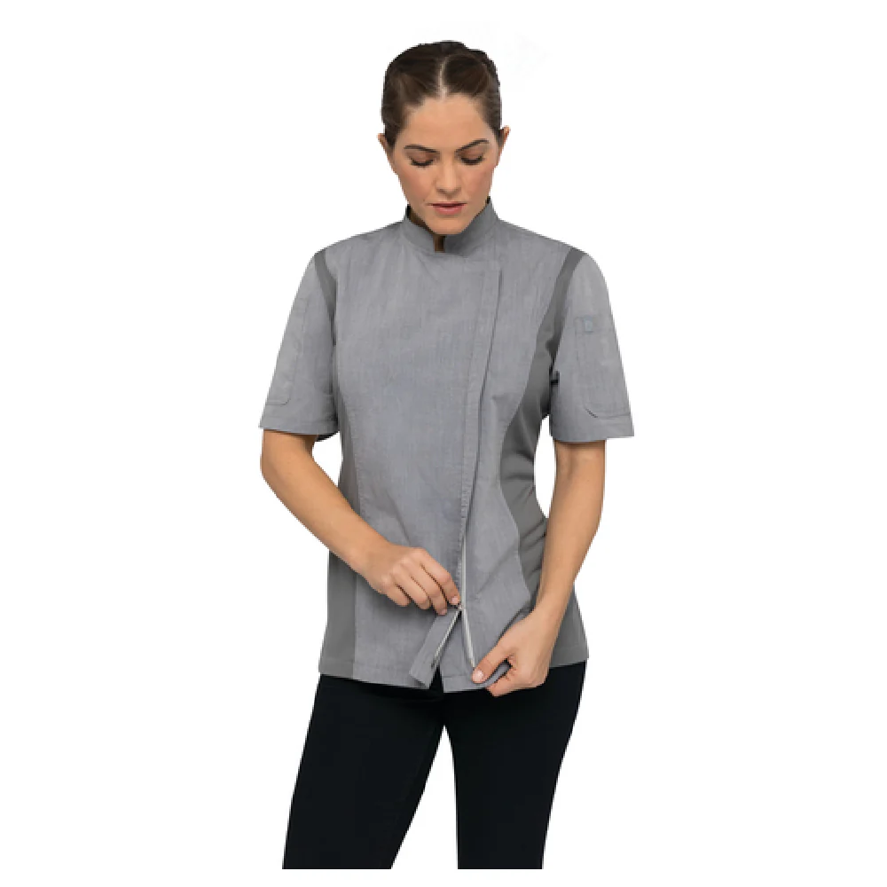 Chef Works BCWSZ006GRYXL Women's Chef Coat XL Short Sleeve Gray with Cool Vent Chef Works BCWSZ006GRYXL Women's Chef Coat XL Short Sleeve Gray with Cool Vent